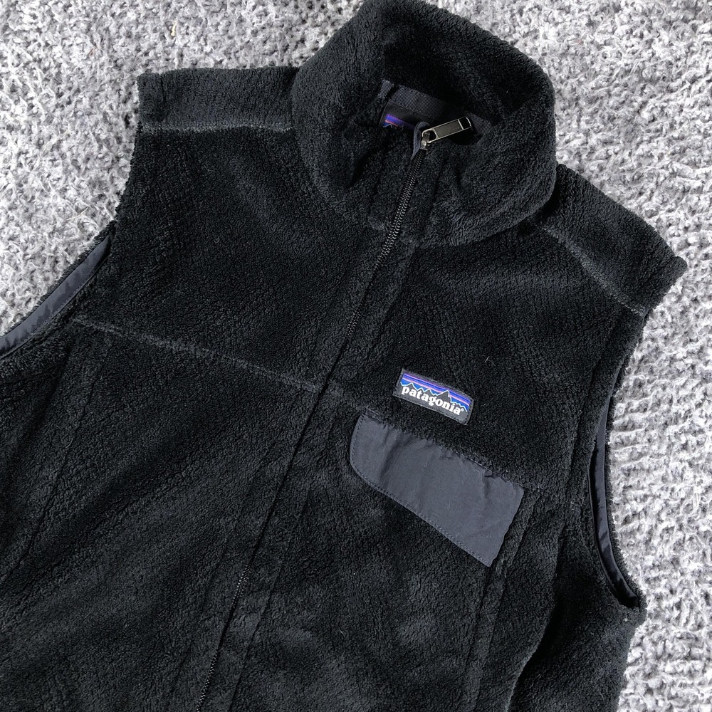 Patagonia Vest Womens Medium Black Re-Tool Fleece Polartec Thermal Pro Zip